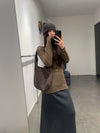 SWAYING 24 Autumn and Winter Wool Blended One-shoulder Lamb Leg Sleeve Top SW-SW24AW1T17-ZONG Brown SW-SW24AW1T13